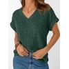 image:imageAUTOMET Womens Short Sleeve V Neck Cute Tops 2026 Fall Fashion SweatersDark Green