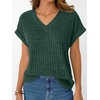 image:imageAUTOMET Womens Short Sleeve V Neck Cute Tops 2026 Fall Fashion SweatersDark Green