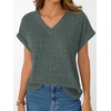 image:imageAUTOMET Womens Short Sleeve V Neck Cute Tops 2026 Fall Fashion SweatersGreen