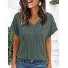 image:imageAUTOMET Womens Short Sleeve V Neck Cute Tops 2026 Fall Fashion SweatersGreen