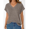 image:imageAUTOMET Womens Short Sleeve V Neck Cute Tops 2026 Fall Fashion SweatersGrey