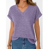 image:imageAUTOMET Womens Short Sleeve V Neck Cute Tops 2026 Fall Fashion SweatersPurple