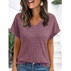 image:imageAUTOMET Womens Short Sleeve V Neck Cute Tops 2026 Fall Fashion SweatersPurple Red
