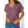 image:imageAUTOMET Womens Short Sleeve V Neck Cute Tops 2026 Fall Fashion SweatersPurple Red