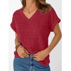 image:imageAUTOMET Womens Short Sleeve V Neck Cute Tops 2026 Fall Fashion SweatersRed