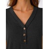 image:imageAUTOMET Womens Short Sleeve V Neck T Shirts Summer Loose Henley Casual TopsBlack