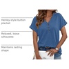 image:imageAUTOMET Womens Short Sleeve V Neck T Shirts Summer Loose Henley Casual TopsBlue