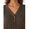 image:imageAUTOMET Womens Short Sleeve V Neck T Shirts Summer Loose Henley Casual TopsBrown