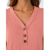image:imageAUTOMET Womens Short Sleeve V Neck T Shirts Summer Loose Henley Casual TopsCoral