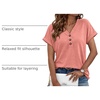 image:imageAUTOMET Womens Short Sleeve V Neck T Shirts Summer Loose Henley Casual TopsCoral