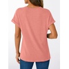 image:imageAUTOMET Womens Short Sleeve V Neck T Shirts Summer Loose Henley Casual TopsCoral