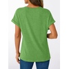 image:imageAUTOMET Womens Short Sleeve V Neck T Shirts Summer Loose Henley Casual TopsGreen