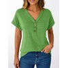 image:imageAUTOMET Womens Short Sleeve V Neck T Shirts Summer Loose Henley Casual TopsGreen
