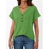 image:imageAUTOMET Womens Short Sleeve V Neck T Shirts Summer Loose Henley Casual TopsGreen