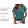 image:imageAUTOMET Womens Short Sleeve V Neck T Shirts Summer Loose Henley Casual TopsLake Green