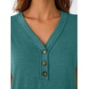 image:imageAUTOMET Womens Short Sleeve V Neck T Shirts Summer Loose Henley Casual TopsLake Green