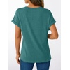 image:imageAUTOMET Womens Short Sleeve V Neck T Shirts Summer Loose Henley Casual TopsLake Green