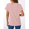 image:imageAUTOMET Womens Short Sleeve V Neck T Shirts Summer Loose Henley Casual TopsPink