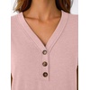 image:imageAUTOMET Womens Short Sleeve V Neck T Shirts Summer Loose Henley Casual TopsPink