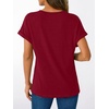 image:imageAUTOMET Womens Short Sleeve V Neck T Shirts Summer Loose Henley Casual TopsRed