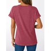 image:imageAUTOMET Womens Short Sleeve V Neck T Shirts Summer Loose Henley Casual TopsRose Red