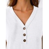 image:imageAUTOMET Womens Short Sleeve V Neck T Shirts Summer Loose Henley Casual TopsWhite