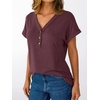 image:imageAUTOMET Womens Short Sleeve V Neck T Shirts Summer Loose Henley Casual TopsWine