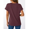 image:imageAUTOMET Womens Short Sleeve V Neck T Shirts Summer Loose Henley Casual TopsWine