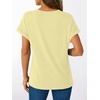 image:imageAUTOMET Womens Short Sleeve V Neck T Shirts Summer Loose Henley Casual TopsYellow