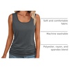 image:imageAUTOMET Womens Tank Tops Square Neck Sleeveless Summer TopsGrey