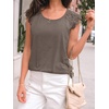 image:imageAUTOMET Womens Tops Casual Dressy Lace Summer Tee 2026 Cap Sleeve T ShirtsCoffee