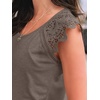 image:imageAUTOMET Womens Tops Casual Dressy Lace Summer Tee 2026 Cap Sleeve T ShirtsCoffee