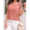 image:imageAUTOMET Womens Tops Casual Dressy Lace Summer Tee 2026 Cap Sleeve T ShirtsCoral
