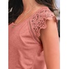 image:imageAUTOMET Womens Tops Casual Dressy Lace Summer Tee 2026 Cap Sleeve T ShirtsCoral