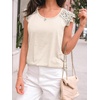 image:imageAUTOMET Womens Tops Casual Dressy Lace Summer Tee 2026 Cap Sleeve T ShirtsCream