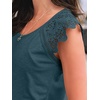 image:imageAUTOMET Womens Tops Casual Dressy Lace Summer Tee 2026 Cap Sleeve T ShirtsDarkgreen