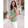 image:imageAUTOMET Womens Tops Casual Dressy Lace Summer Tee 2026 Cap Sleeve T ShirtsGreen