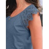 image:imageAUTOMET Womens Tops Casual Dressy Lace Summer Tee 2026 Cap Sleeve T ShirtsGreyblue