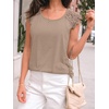 image:imageAUTOMET Womens Tops Casual Dressy Lace Summer Tee 2026 Cap Sleeve T ShirtsKhaki