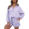 image:imageAUTOMET 2 Piece Sets For Women Lounge Wear Matching Two Piece Outfit01purple