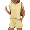 image:imageAUTOMET Womens 2 Piece Summer Matching Lounge Short Sets with PocketsYellow