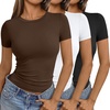 image:imageAUTOMET Womens 3 Pack Short Sleeve ShirtsBlack white chocolate