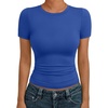image:imageAUTOMET Womens Crewneck Short Sleeve TShirt Sexy Slim Fit Basic Going Out TopsRoyal Blue