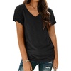 image:imageAUTOMET Womens Short Sleeve TShirts V Neck Summer Tops Basic Tees 2026Black