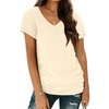 image:imageAUTOMET Womens Short Sleeve TShirts V Neck Summer Tops Basic Tees 2026Cream