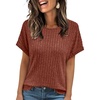 image:imageAUTOMET Womens Short Sleeve Tops Fall Shirts 2026 Lightweight SweaterBrown