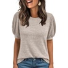 image:imageAUTOMET Womens Short Sleeve Tops Fall Sweater Dressy Casual Blouses 2026Khaki