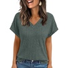 image:imageAUTOMET Womens Short Sleeve V Neck Cute Tops 2026 Fall Fashion SweatersGreen