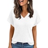 image:imageAUTOMET Womens Short Sleeve V Neck Cute Tops 2026 Fall Fashion SweatersWhite