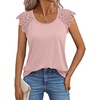 image:imageAUTOMET Womens Tops Casual Dressy Lace Summer Tee 2026 Cap Sleeve T ShirtsPink